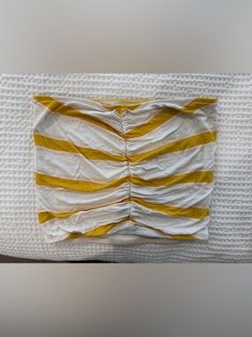 Billabong Striped Yellow and White Fitted Tube Top